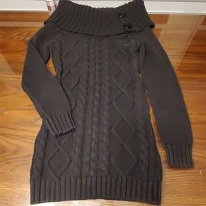 Guess Black Off Shoulder Cable Knit Sweater Sz SM